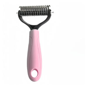 Pet Dematting Brush De-shedding Comb Slicker Brush for Dogs Cats Removes Tangles Knots Loose Undercoat Reduces Shedding Grooming Tool Soft Curved Blade No Hurt Skin Detangling Pet Hair Brush