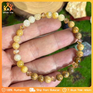 New Natural Citrine Stone Beaded Bracelet Natural Yellow Crystal Beaded Bracelet Jewelry Promotes Abundance Lucky Bracelet