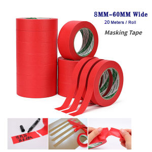 20M 10-60mm Red Masking Tape Indoor Outdoor DIY Painter Decorating Spray Paint Writable Easy Tear Clean Peel No Glue Residue