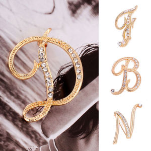 BANCHEN Fashion Crystal Rhinestone Brooch For Women Lapel Pins Initial Letter Wedding Name Jewelry Gift