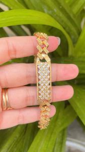 GELANG TANGAN GOLD SISIK KOTAK FULL PERMATA BERKILAU ELEGANT MEWAH( COD )