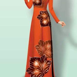 [HCM]ÁO DÀI TRUYỀN THỐNG IN LÁ KIM CAO CẤP - KHÔNG KÈM QUẦN