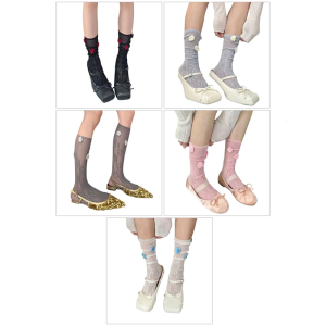 Ren Hoa Thêu Lưới Giữa Bê Vớ Nylon Thoáng Khí Căng 3D hoa hồng Fishnet tất kiểu vận động viên Cho Phụ Nữ Cô Gái