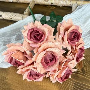 OUTOPEAN Multicolor Artificial Rose Flower 7 Heads DIY Accessories Floral Arrangement Creative Photo Props Simulation Rose Flower Home Decoration