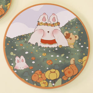 มีกล่องทุกชิ้น ที่รองแก้วลายกระต่าย ที่รองหม้อ แผ่นหินรองแก้ว แผ่นหินรองหม้อ