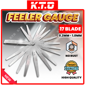 Feeler Gauge Filler 17 Blades Polished Steel Thickness 0.2mm - 1mm Measurement Tool Tolok Matrik