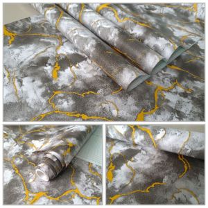 Wallpaper Sticker Dapur Walpaper Dinding Meja Motif Marmer Marble PVC Aesthetic Putih Gold Hitam New