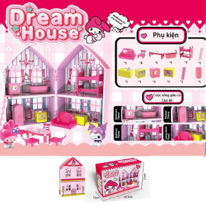 Kuromi Kitchen Living Furniture Simulation Play House Toy Children Girl Doll House Gift Set