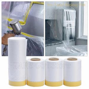 20M Pack Tape and Drape Pre-Taped Masking Film Paper for Automotive Painting Covering Indoor Outdoor Decor Paint Spray Cover
