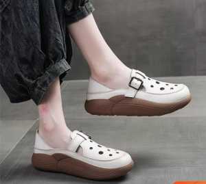 Gevani Sandal Wanita Selop Polkadot Gesper Sole 3 Cm Hijau Kuning Putih (AS193)