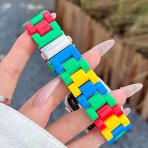 Rainbow Blocking WatchBand For Huawei Watch GT Runner 2 Plastics Bracelet Strap Resin Wristband
