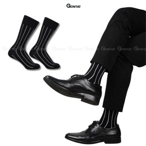 Tất cổ cao công sở GOMTAT màu đen sọc trắng không lộ chân chất liệu cotton cao cấp thoáng khí - TAY-DENSOCTRANG-1DOI