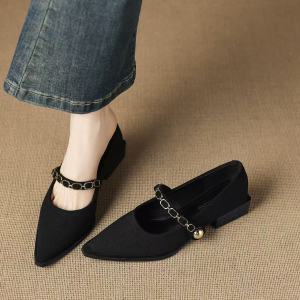 Free Shipping 2026 Autumn New Fashion Versatile Pointed Toe Suede Single Shoes For Women Elegant Chunky Heel Slip-On Shallow Work Shoes