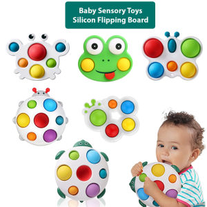 Hard Silicon Push Pop Sensory Silicon Flipping Board Grasp Toys Stress Relief Anti-Anxiety Toxic Free Toys For Baby 3 Month And Above