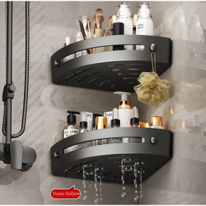 Punch-Free Bathroom Organizer Rack Suction Cup Wall Mounted Corner Rack Toilet Storage Rack