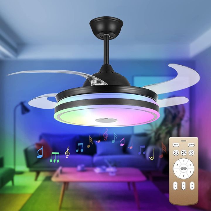 Ceiling Fan Fandelier Ceiling Fan Lights and Bluetooth Speaker RGB ...