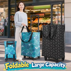 Tulip Home Furnishings Store B-HQ Foldable Shopping Trolley Waterproof Stair-Climbing Large Capacity Reusable Grocery Bag