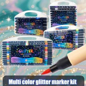 Colors Dual Tip Glitter acrylic marker coloring materials set colored pen Drawing For Art Painting