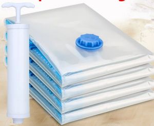 [Fast Delivery] Free Pump+ 16 PCS Reusable Vacuum Compressed Storage Bag  Compression Storage Vacuum Bags 60x40CM Bag for Clothes Pillow Comforter (Transparent)