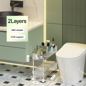 SALVO 4 Layer Bath Rack Moving Rack Bathroom Shelves Transparent Kitchen Storage Shelf Wall Cabinets Home Bedroom Bathroom Organizer Rolling Trolley Kitchen Organizer Room Organizer Storage