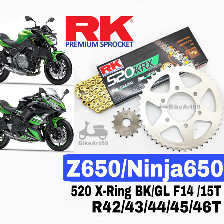 RK Sprocket Set Kawasaki Ninja650 Z650 RK 520 KRX XRing Black/Gold