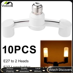 【Vodool】 10Pcs E27 To E27 Light Socket Splitter Flame Retardant Light Bulb Adapter 2 in 1 Light Bulb Converter for Home Garage