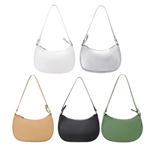 Solid Color Armpit Bag for Women Dumplings Bag Winter Commuting Bag Ladies Retro Shoulder Bag PU Leather Underarm Bag