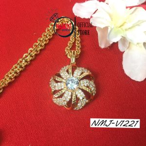 Mặt Dây Chuyền Hình Hoa Xoắn Nhị Đá Cao V1221