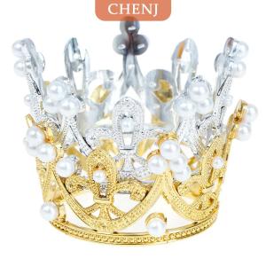 [COD] CHENJ ยอดเค้กมงกุฎขนาดเล็ก1ชิ้นคริสตัลไข่มุกรัดเกล้าเครื่องประดับผมเด็ก