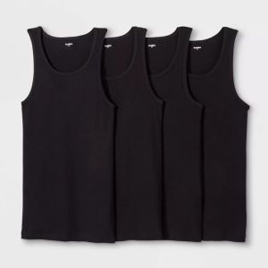 GOODFELLOW & CO. Mens Black Classic Tank Tops - 4-Pack Size Small (34/36)