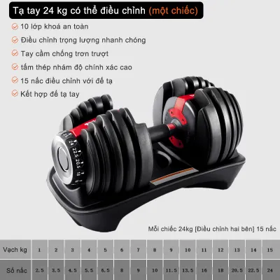 Tạ đơn điều chỉnh tạ tập gym Tạ tay Cao Cấp 24kg không làm hư sàn nhà Có khay đựng