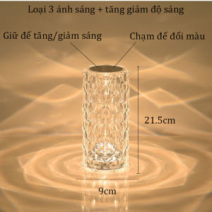 Đèn pha lê cảm biến 16 màu có remote điều chỉnh được độ sáng T27 TMC Store - Trang trí phòng sang trọng
