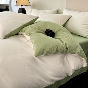 FFBH Four Piece Set of All Cotton Jacquard Light Luxury Pure Cotton Bedding Dormitory Bed Sheets Duvet Covers Hats T4N8K