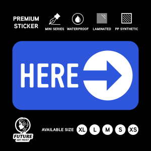 Here Arrow. Pointing Point Position Direction Way Marker. Sticker Label Sign Small Mini. Anak Panah Sini Stiker Kecil