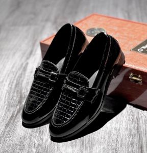 Giày công sở nam da dập nổi phối khóa kim loại fashion thời trang giày tây nam đế khâu