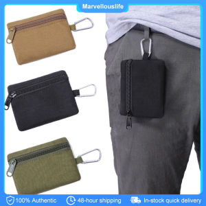 Mini Outdoor Wallet Pouch Waist Bag Coin Purse Key Card Holder with Carabiner Zipper Pocket Sports Bag