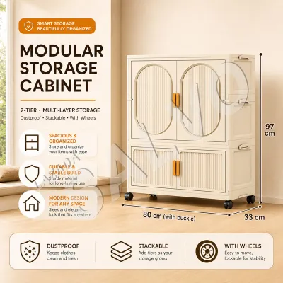 SALVO Foldable Plastic Wardrobe Easy Install Transparent Drawer Cabinet Organizer Baby Clothes Toy Storage Space Saver Home