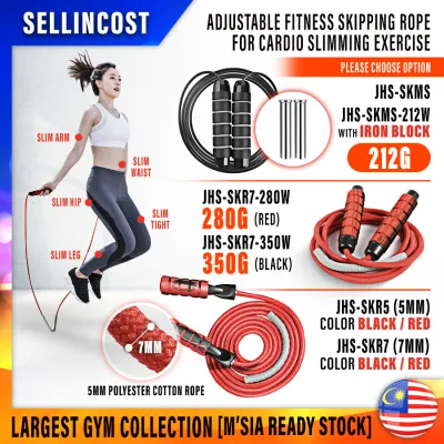 SellinCost Adjustable Skipping Rope 212g / 280g / 350g Weighted Jump Rope Metal String 5mm / 7mm Skipping Rope Fitness Rope Weight-Bearing Adjustable Length Cardio Slimming Training Exercise Lompat Tali Skipping Fitness 跳绳 SKR PVC 运动器材