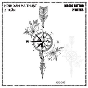 Hình Xăm Dán 10 * 6CM 206 La Bàn Mũi Tên Chống Thấm Nước