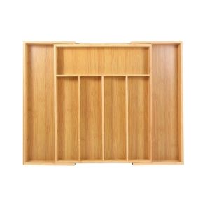 ZT9IYH Natural Utensil Drawer Organizer Bamboo Expandable Grooved Cutlery Tray Grooved Drawer Dividers Wooden Cabinet Drawers Dividers Flatware
