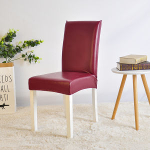 PU Leather Chair Cover Spandex Waterproof Oilproof Chair Cover Stretch Kitchen Seat Case Banquet Hotel Cover