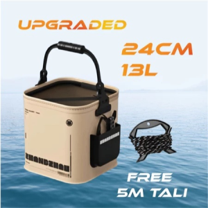 2026NEW🔥Kotak Pancing Umpan Hidup Live Bait Box with Oxygen Pump 13Litre Transparent Foldable Portable Fishing Bucket