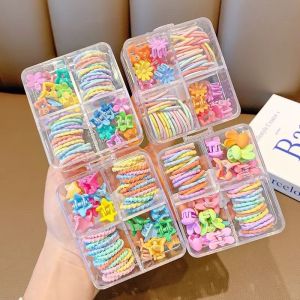 [Ready Stock+COD] Children's Hairpin Hair Ring Ponytail Rubber Band & Mini Hair Clip Set Hair Tie Hair Accessory Set