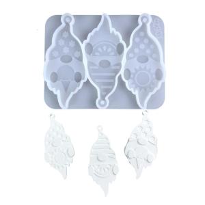 3 Cavity Resin Keychain Molds Gnome Shape Pendant Moulds Making Molds with Hole Perfect for Hand-Making