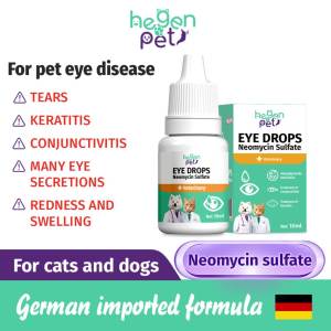 Hegen Pet Neomycin Sulfate Eye Drops For Infection Cloudy Eyes Tear Stain Remover For Dogs & Cats