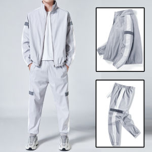 Baju Olah Pria Mens Sport Set Jaket Celana Panjang Set Pakaian Olahraga Pria Sport Wear TZ801