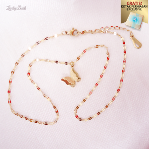 Kalung Anak Cewek Titanium Anti Karat Kupu Kecil Korea Bonus Kotak Perhiasan - Lovelybutik