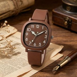 LAZ nigori thanh lịch mặt số vuông đồng hồ Analog có dây đeo bằng da cho phụ nữ phụ kiện thời trang phong cách cổ điển
