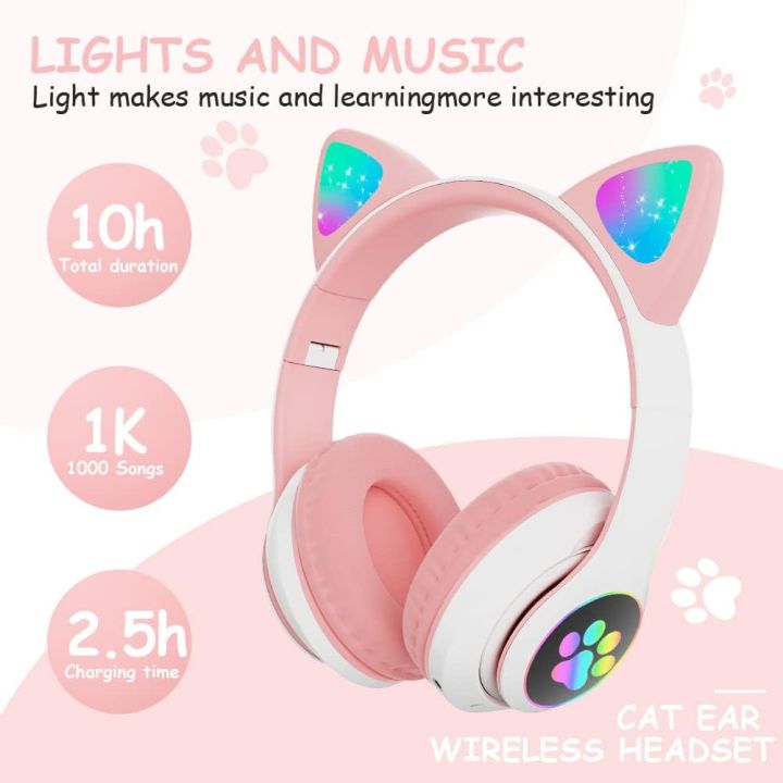 Cat Ear Cute Wireless Bluetooth Headphones Gaming Noise Cancelling - Main Image