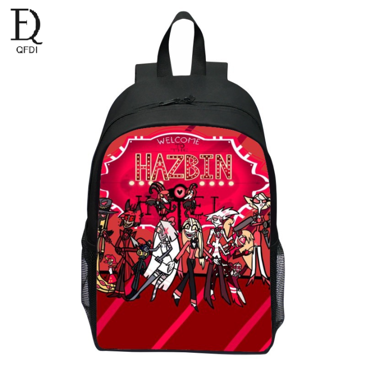 Qfdi new printed hell inn backpack cartoon shoulders hazbin hotel